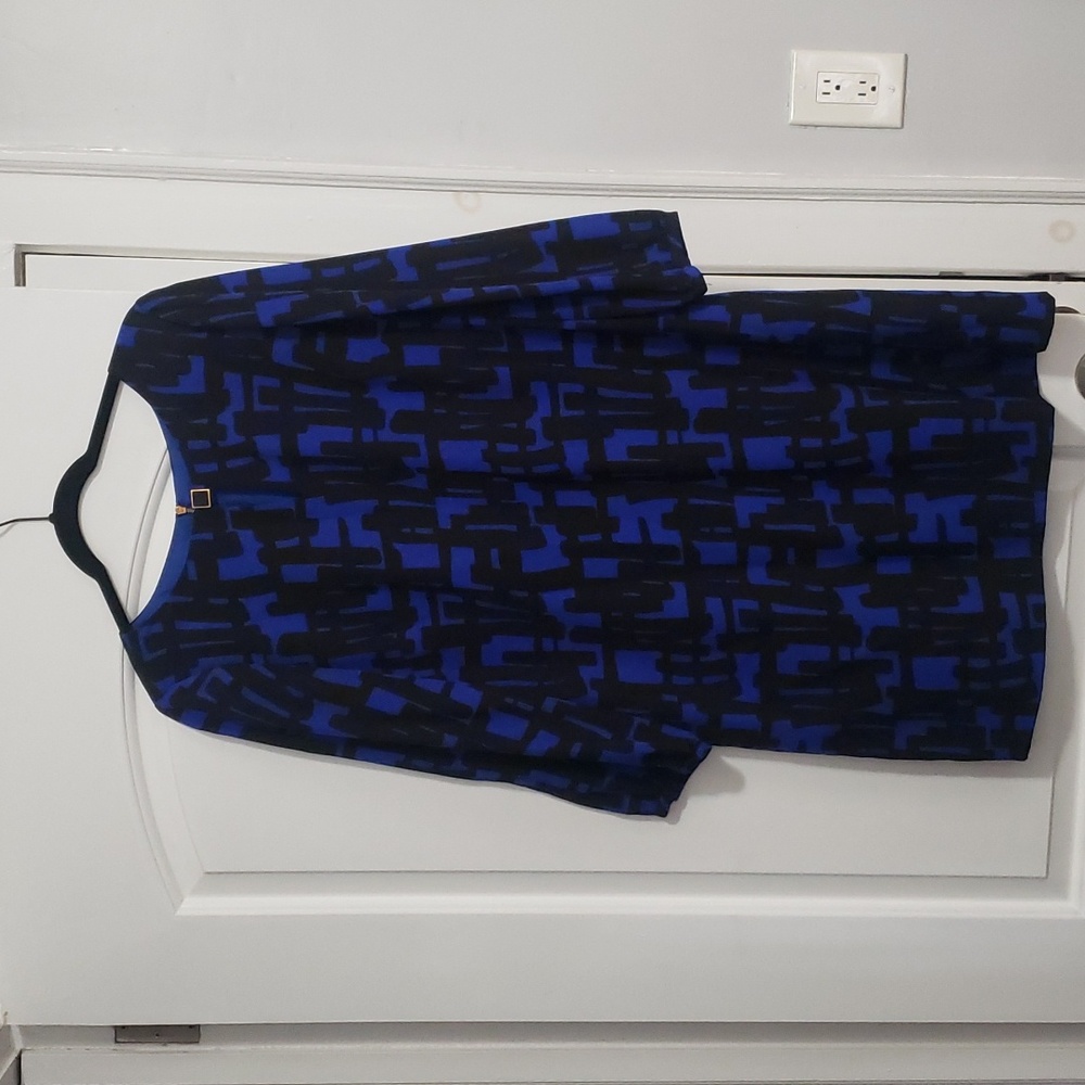 Tahari Blue & Black Geometric Dress